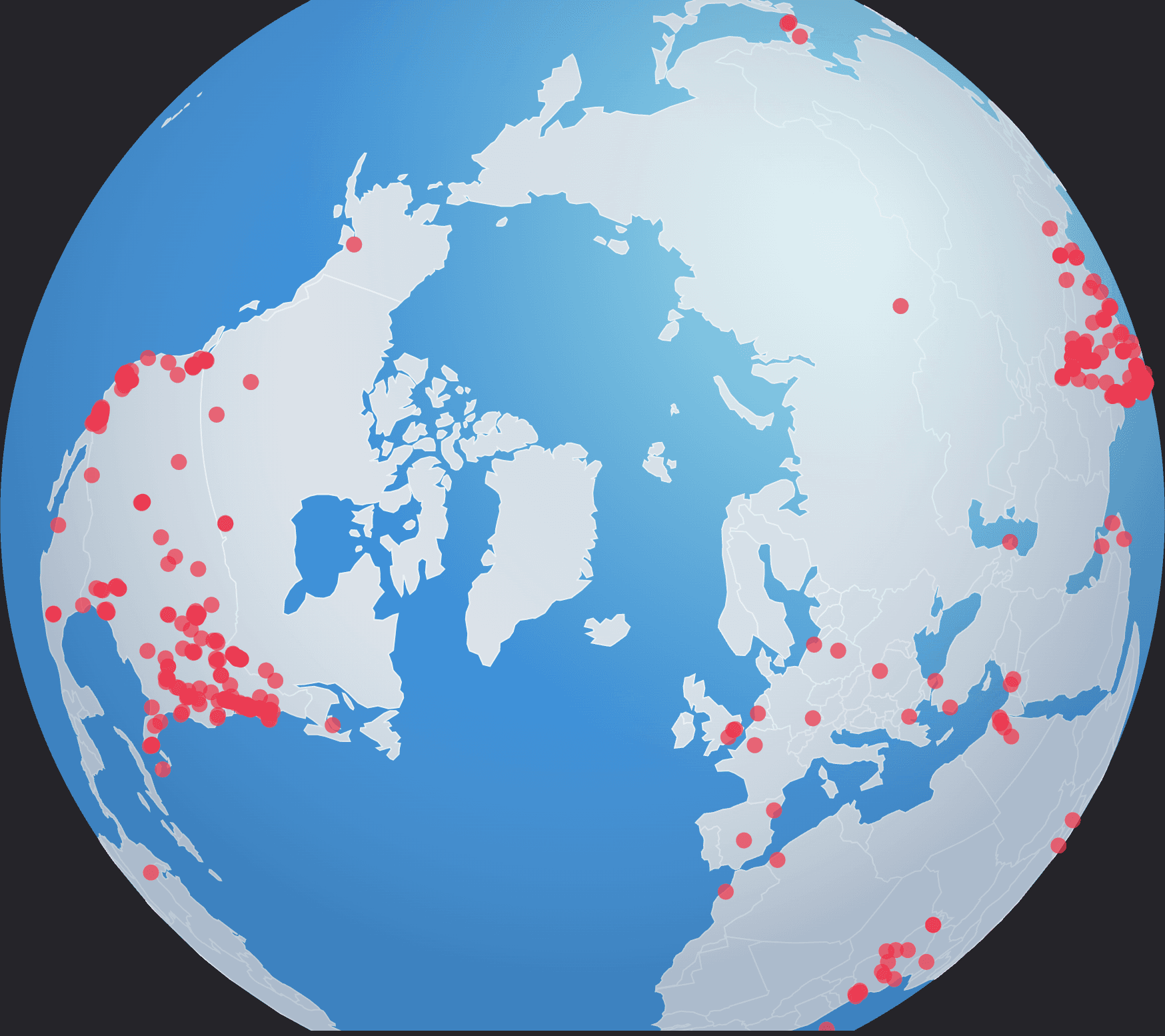 Globe with hundreds of Hack Clubs